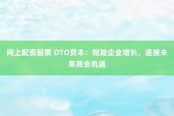 网上配资股票 OTO资本：赋能企业增长，连接未来商业机遇