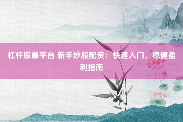 杠杆股票平台 新手炒股配资：快速入门，稳健盈利指南