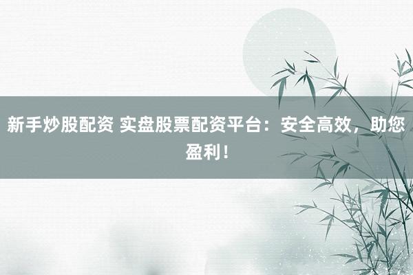 新手炒股配资 实盘股票配资平台：安全高效，助您盈利！