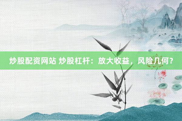 炒股配资网站 炒股杠杆：放大收益，风险几何？