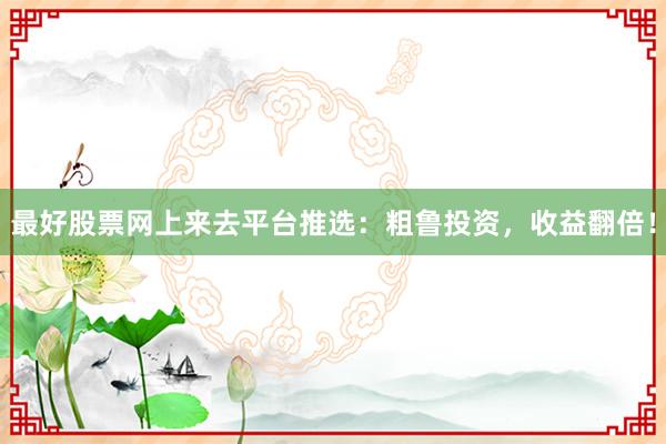 最好股票网上来去平台推选:粗鲁投资,收益翻倍!