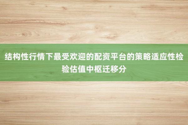 结构性行情下最受欢迎的配资平台的策略适应性检验估值中枢迁移分