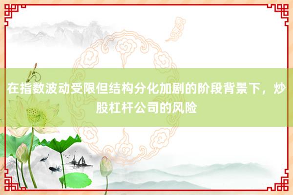 在指数波动受限但结构分化加剧的阶段背景下，炒股杠杆公司的风险