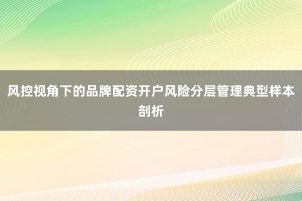 风控视角下的品牌配资开户风险分层管理典型样本剖析