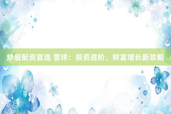 炒股配资首选 雪球：投资进阶，财富增长新攻略