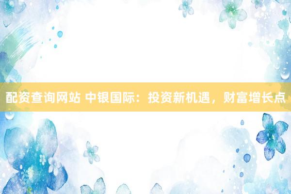 配资查询网站 中银国际：投资新机遇，财富增长点